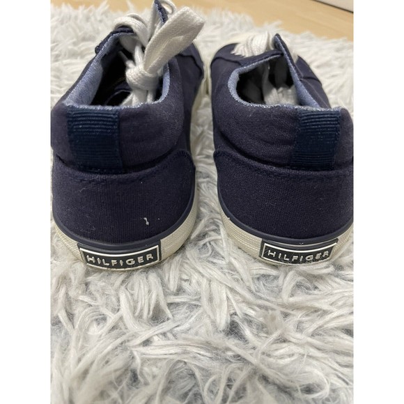 Tommy Hilfiger Canvas Sneakers Women Size 5 Low Top Navy White Cap Toe Lace Up‎ - Picture 3 of 7